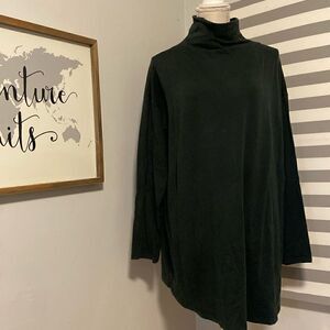 Eileen Fisher Black Long Sleeve Funnel Neck Tunic Blouse Size Medium